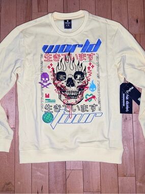 Motive Denim World Tour Yellow Rhinestone Crewneck Sweatshirt Men’s  XL